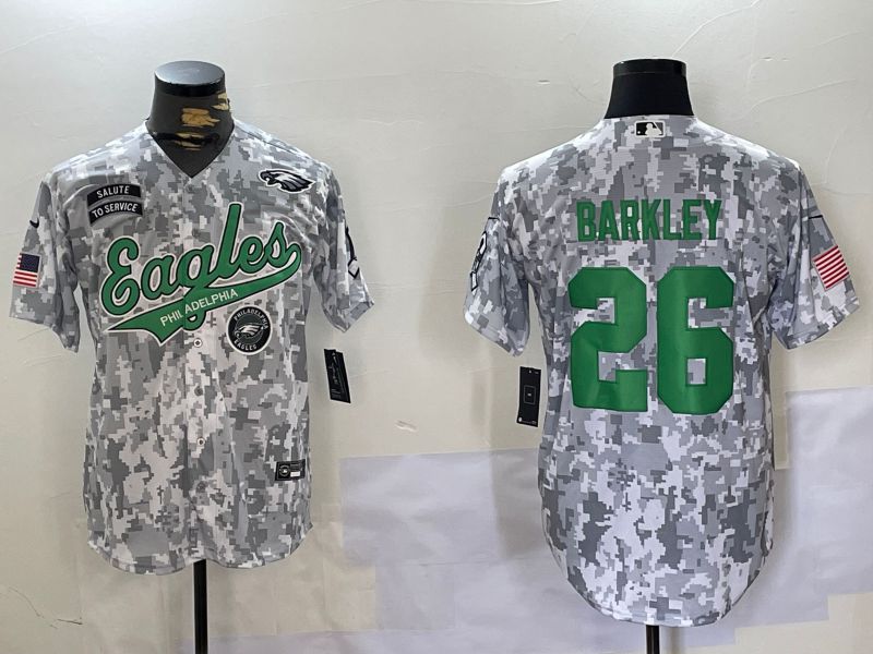 Men Philadelphia Eagles #26 Barkley Nike Arctic Camo 2024 Salute to Service Limited NFL Jersey style 1->youth mlb jersey->Youth Jersey